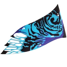 Wing, Right, Banshee, Large, Black and Dark Azure Scales, Dark Purple Trim Print / Trans-Clear
