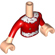 Lego Minidoll Torso Girl, with White Fur, Red Christmas Coat / Light Nougat