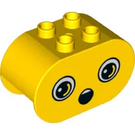 Duplo Brick 2 x 4 x 2 Rounded Ends, Dual Sided with Shocked / Scared Print