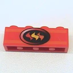 Brick 1 x 4 with Fire Logo Print / Red