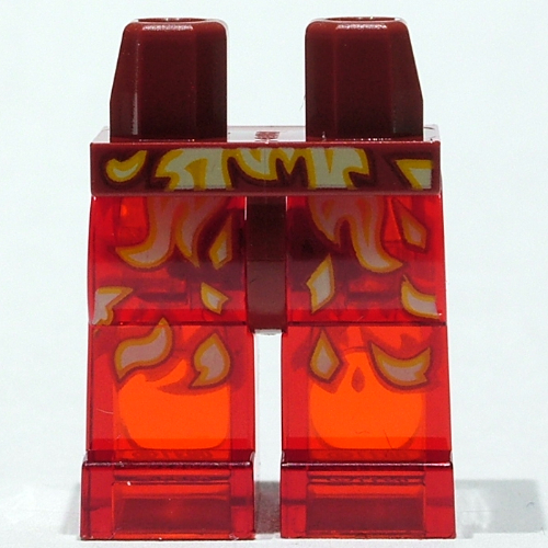 Lego Hips and Trans-Red Legs with Yellow Flames print / Dark Red