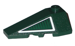 Lego Wedge 4 x 2 Triple Left with Dark Green Triangle with White Border Pattern (Sticker) - Set 8100
