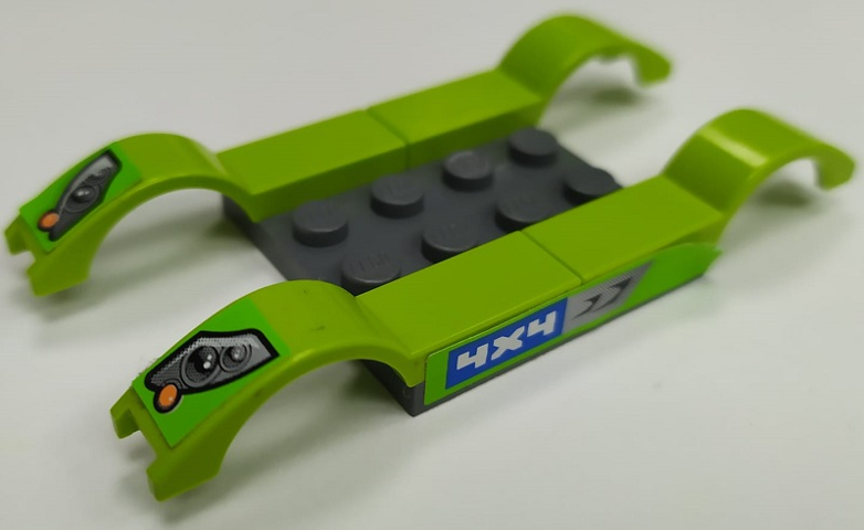 Lego Stickered Assembly 9 x 4 with Headlights, '4x4' and Air Intake Pattern on Both Sides (Stickers) - Set 8663