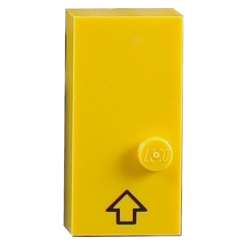 Lego Braille Brick 2 x 4 with 1 Stud ⠠ and Up Arrow Print / Yellow