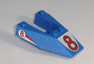 Lego Wedge 6 x 4 Cutout without Stud Notches with Red Number 8 Print & Red '8' Pattern on Both Sides (Stickers) - Set 6334