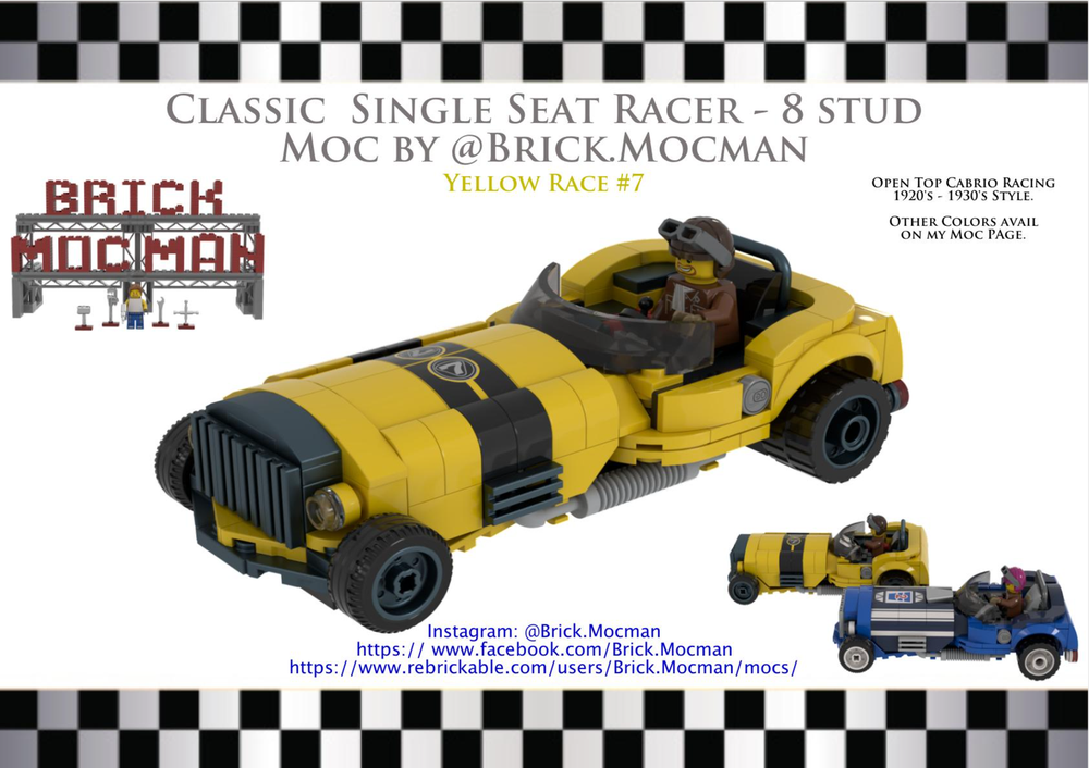 Lego Classic Racer SingleSeat 8 Stud - Yellow Race Number 7