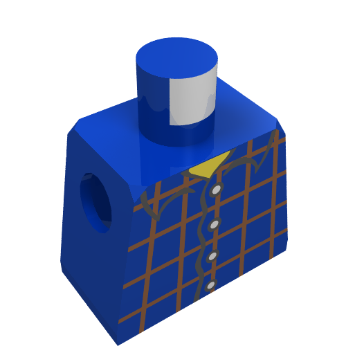 Lego Minifig Torso with Blue Plaid Shirt Print