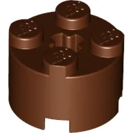 Brick Round 2 x 2 with Axle Hole / Reddish Brown