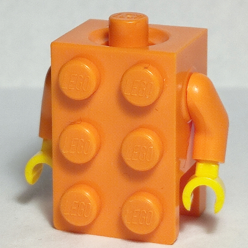 Lego Minifig Torso Brick Suit with Yellow Hands / Orange