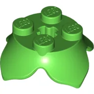 Plant, Leaves, Round 2 x 2 x 2/3 with + Axle Hole and 4 Leaf Extensions / Bright Green
