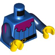 Lego Torso Tunic, Magenta Collar, Black Belt, Money Pouch print, Dark Blue Arms, Yellow Hands / Blue