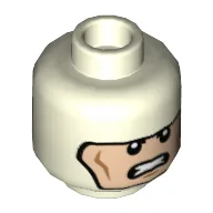 Minifig Head Batman, Dual Sided Balaclava, Cheek Lines, Frown / Clenched Teeth Print [Hollow Stud]