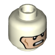 Lego Minifig Head Batman, Dual Sided Balaclava, Cheek Lines, Frown / Clenched Teeth Print [Hollow Stud]