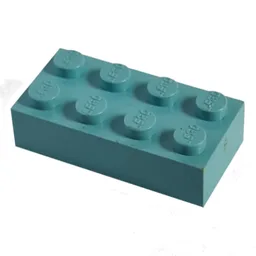 Modulex Brick 2 x 4 with LEGO on Studs / Modulex Pastel Blue
