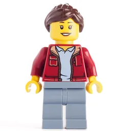 Dark Red Torso, Sand Blue Legs, Dark Brown Hair, Hearing Aid