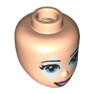 Lego Minidoll Head Blue Eyes, Light Aqua Diamonds print / Light Nougat