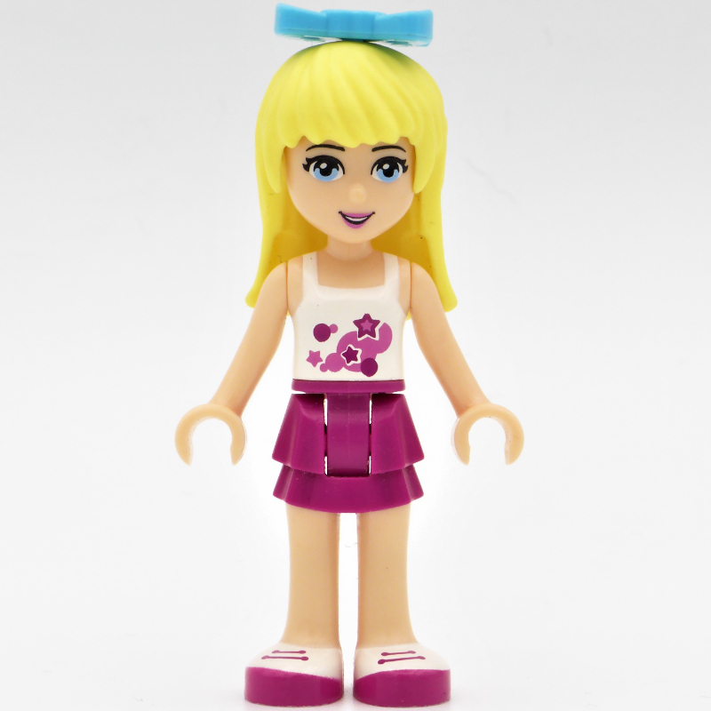 Lego Stephanie - White Top, Magenta Skirt, Medium Azure Bow