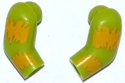 Arm, (Matching Left and Right) Pair with Bright Light Orange Tie-Dyed Stripes Pattern / Lime