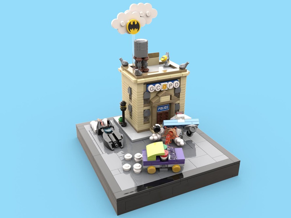 Lego Microscale Batmobile and Joker Lowrider car chase