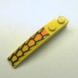 Brick Curved 6 x 1 with Repeating Orange and Black Hexagonal Scales Print / Yellow