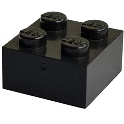 Modulex Brick 2 x 2 with LEGO on Studs / Modulex Black