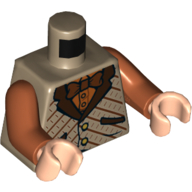 Lego Torso Vest with Reddish Brown Lapels, Orange Shirt and Bow Tie Print, Dark Orange Arms, Light Nougat Hands / Dark Tan