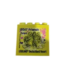 Brick 2 x 4 x 3 with 'LEGO Friends Event Legoland Deutschland Resort' Print / Yellow