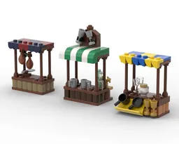 Medieval town square market stands