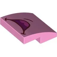 Brick Curved 2 x 2 x 2/3 with Open Mouth, Pink Tongue Print / Bright Pink