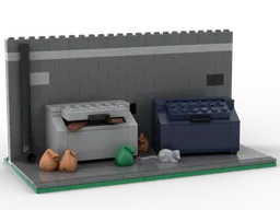 Dirty city street dumpster