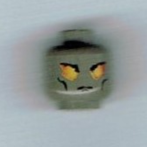 Lego Minifig Head Dragon Fortress Guardian, Yellow and Orange Eyes, Cheek Lines Print / Dark Gray