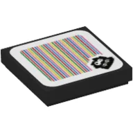 Tile 2 x 2 with Fuzzy and Barcode Print (Sticker) / Black