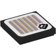 Lego Tile 2 x 2 with Fuzzy and Barcode Print (Sticker) / Black