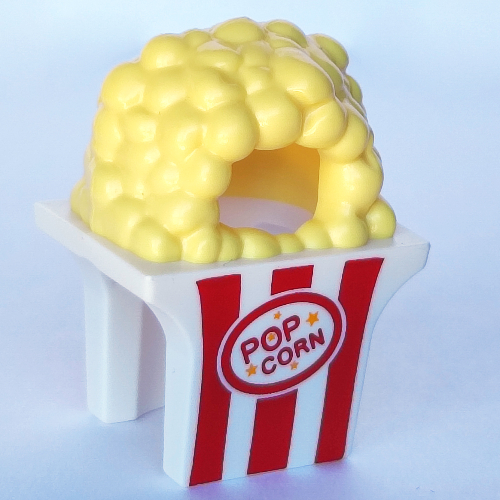 Lego Costume Popcorn Bucket with Red Stripes, 'POP CORN' print / White