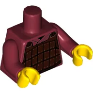 Torso Armor Plate Dark Brown with Copper Rivets Print, Dark Red Arms, Yellow Hands / Dark Red