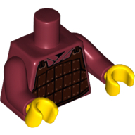 Lego Torso Armor Plate Dark Brown with Copper Rivets Print, Dark Red Arms, Yellow Hands / Dark Red
