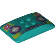 Brick Curved 6 x 4 x 2/3 Quad Curved with 2 x 2 Studs and Grill, Headlights, Magenta Flowers on Bright Green Leaves Print