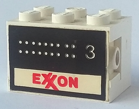 Lego Stickered Assembly 3 x 2 x 1 2/3 with Exxon Tank Number 3 Pattern on Both Sides (Stickers) - Set 6375-2