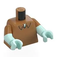 Torso, Dual Molded Arms, Collar Print, Medium Nougat Sleeves Pattern, Light Aqua Arms and Hands / Medium Nougat