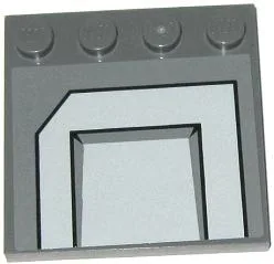 Tile, Modified 4 x 4 with Studs on Edge with Light Bluish Gray Panels with Cut Top Left Corner Pattern Model Right Side (Sticker) - Set 75019