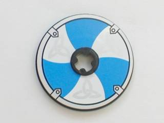 Lego Technic, Disk 3 x 3 with Viking Shield Blue / White 6 Section Pattern (Sticker) - Sets 7018 / 7021