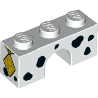 Lego Brick Arch 1 x 3 with Black Dots, Penning 'P' print / White