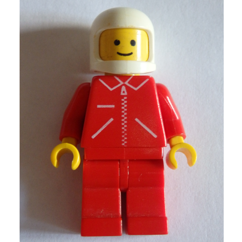 Lego Man, Red Jacket with Zipper and Pockets, Red Legs, White Helmet
