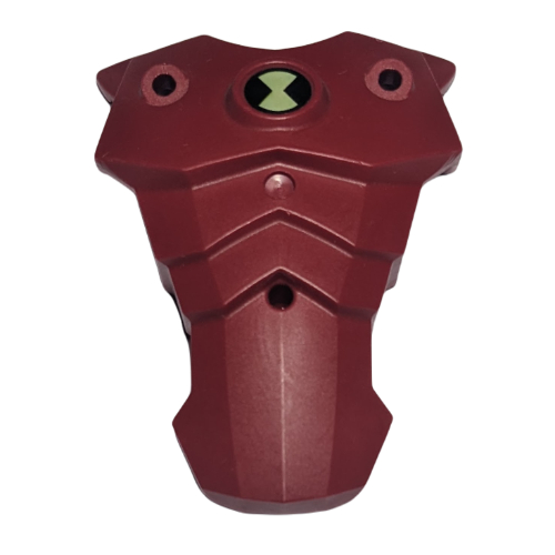 Lego Large Figure Torso Cover, with Raised Center Circle and Ben 10 Print / Dark Red