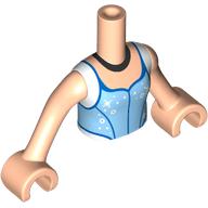 Lego Minidoll Torso Girl with Light Nougat Arms and Hands with Bright Light Blue/White Dress, Sparks, Black Necklace print / Light Nougat