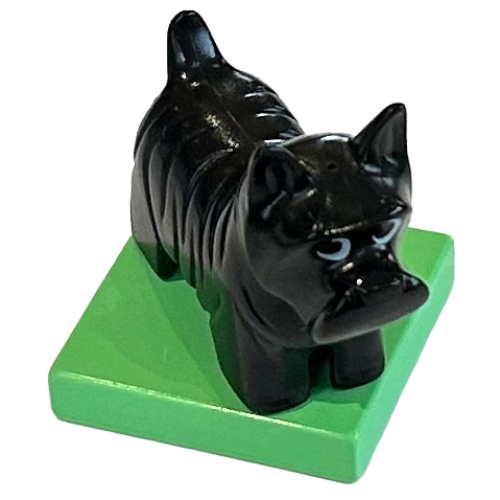 Lego Duplo Animal Dog, Scottish Terrier / Scottie on Medium Green Base / Black