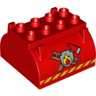 Duplo Container Tank Upper Section with Stripes and Fire Logo Print / Red
