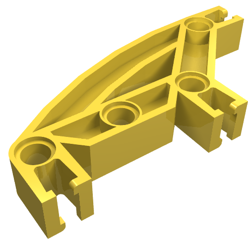 Lego Znap Beam 8, 4 Holes, 3 Bends, Curved / Yellow