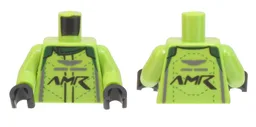 Torso Racing Suit with 'AMR' Aston Martin Logo, Dark Green Collar Pattern / Lime Arms / Black Hands