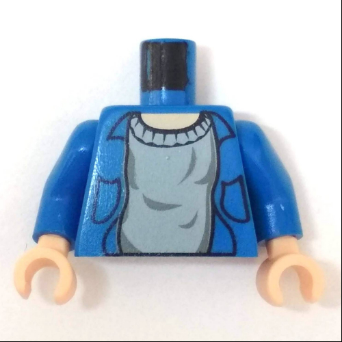 Lego Torso Shirt, Open over Sweater Print, Blue Arms, Light Nougat Hands / Blue